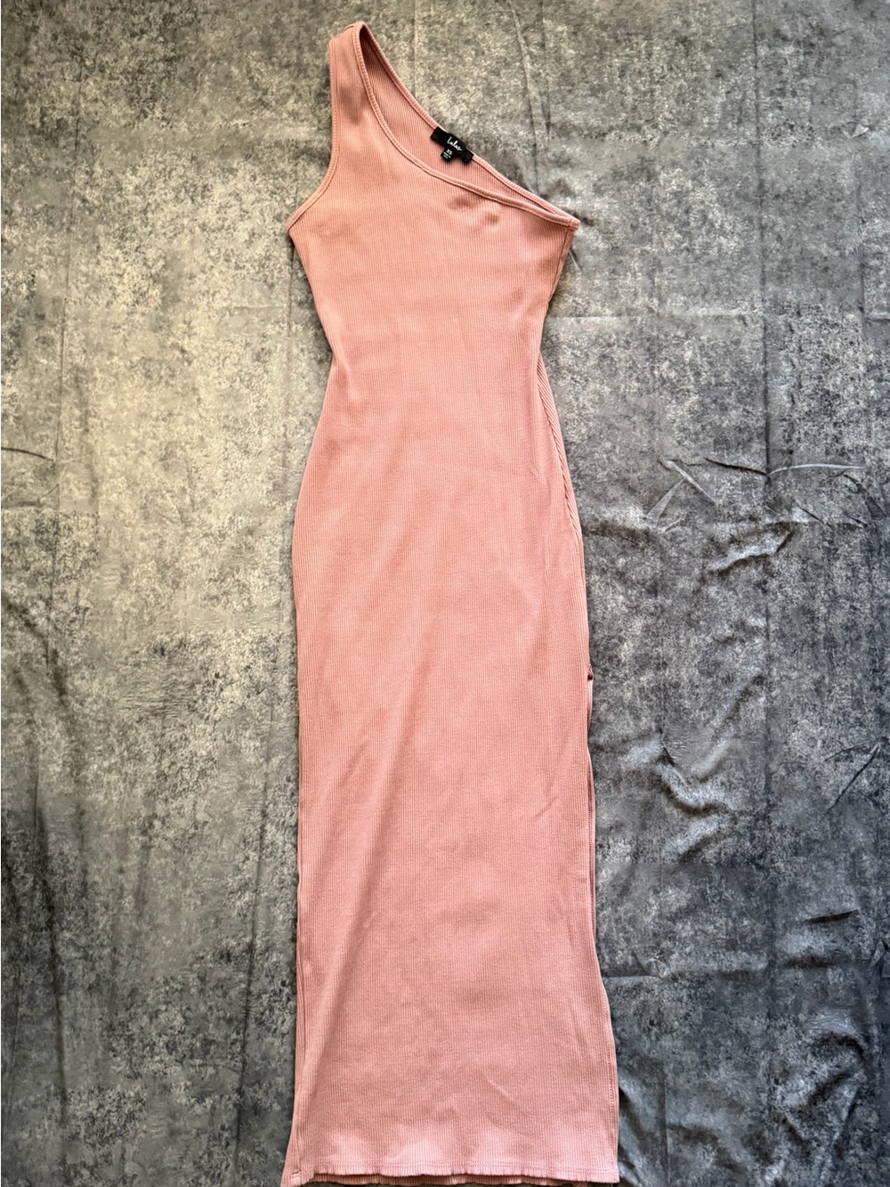 Lulu's Blush One-Shoulder Ribbed Maxi Dress